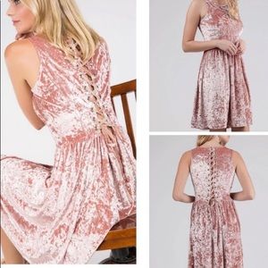 POL Crushed Pink Velvet Mini Dress